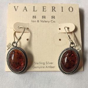 NEW Cognac AMBER STERLING EARRINGS
